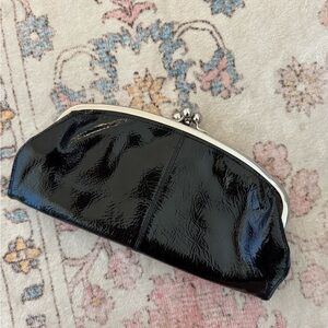 Nordstrom Black Patent Kiss-Lock Clutch